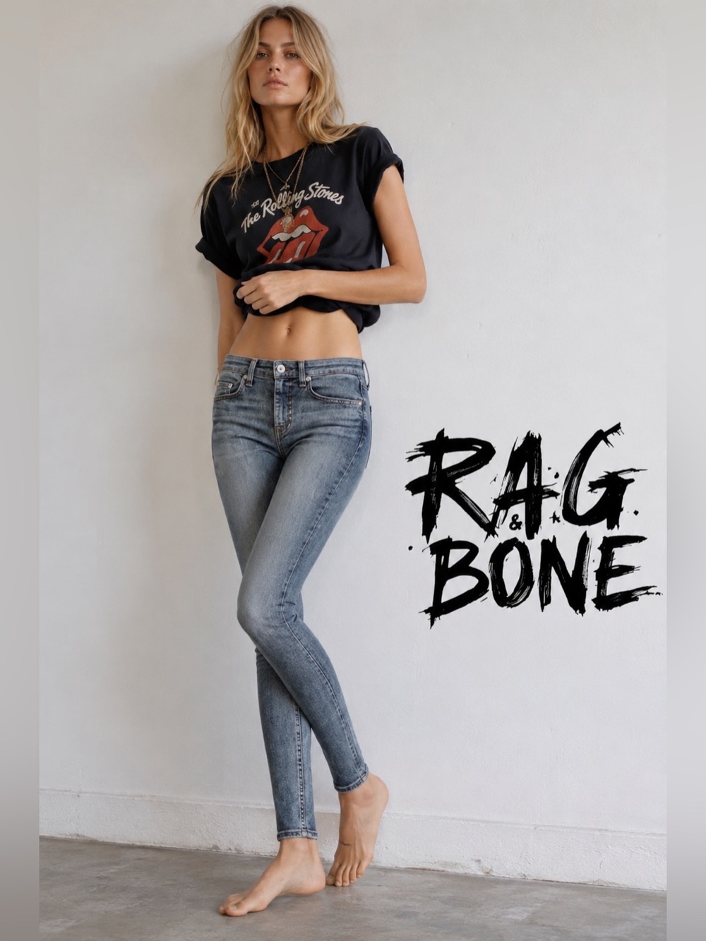 rag & bone size 27 
Cate Mid-Rise Skinny Jeans Baxhill Wash